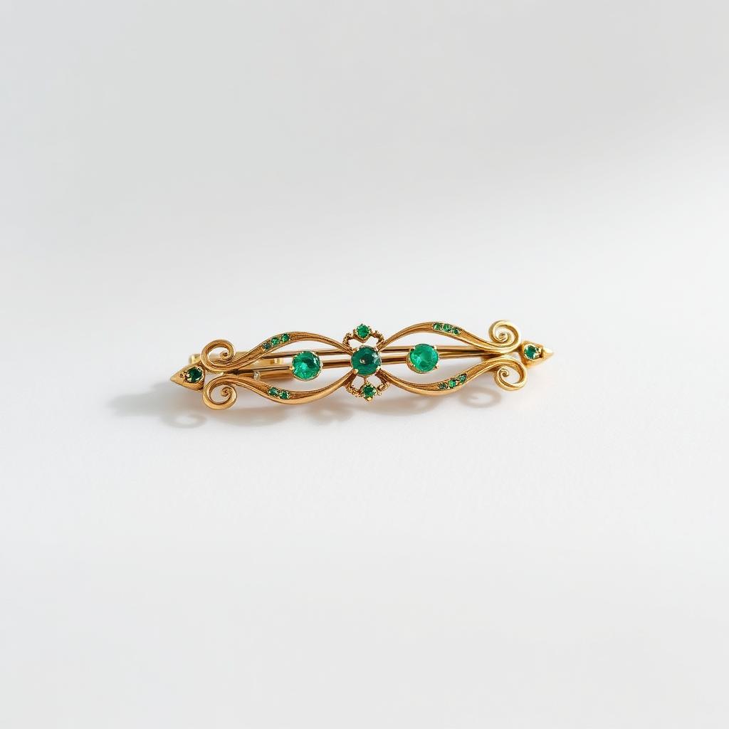 Edwardian Gold & Emerald Bar Brooch